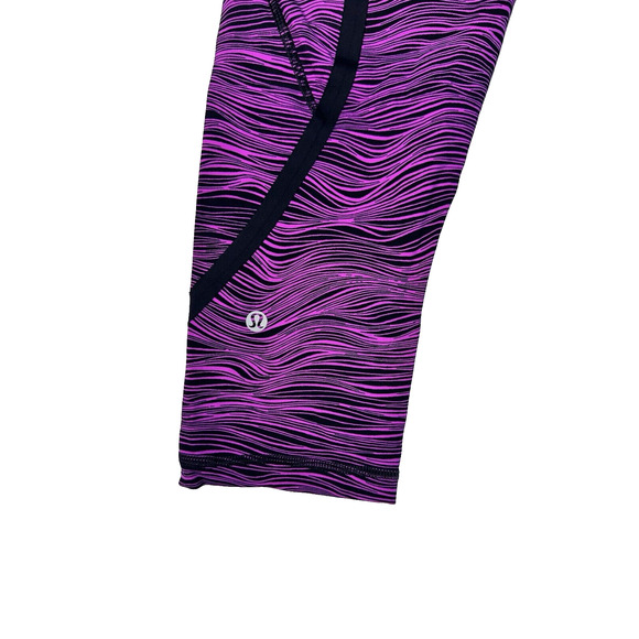 LULULEMON On Track Crop Leggings Life Lines Polar Pink Black Size 6 - Picture 6 of 10